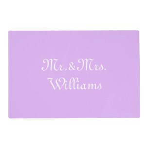 Mr. & Mrs Couple last name lavender lilac custom Placemat
