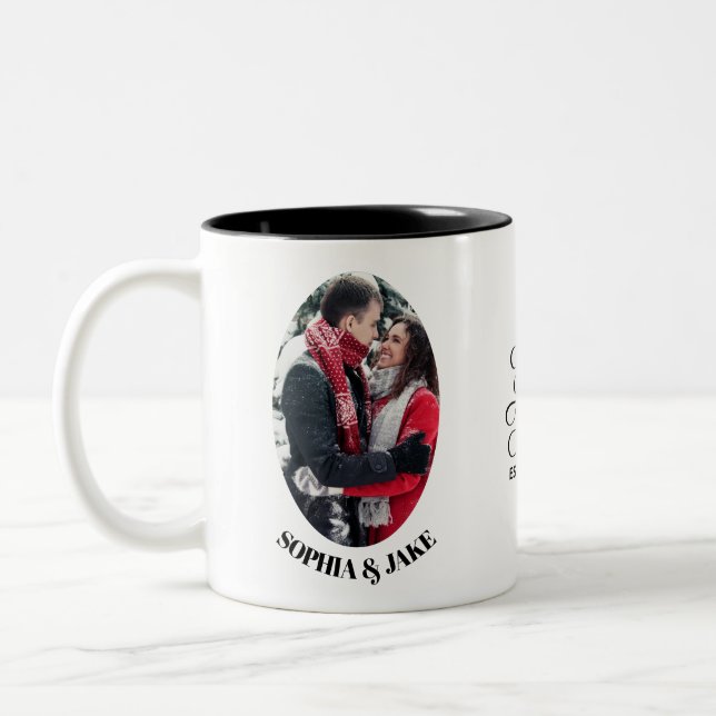 Mr & Mrs Couple Typography Two-Tone Coffee Mug (Left)