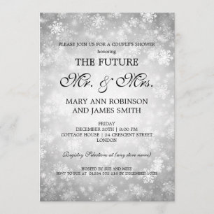 Mr Mrs Couples Shower Silver Winter Wonderland Invitation