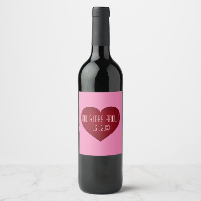 Mr. & Mrs. Crimson Heart Wine Label (Front)