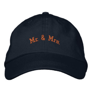 Mr & Mrs Custom Name Honey Text Color Navy Hat