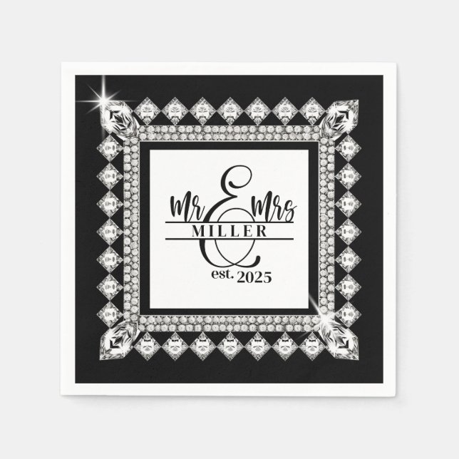 Mr. & Mrs. Custom Name  Napkins (Front)