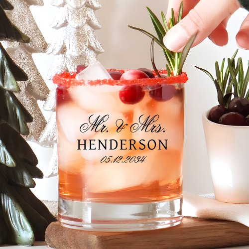 Mr Mrs Custom Wedding Reception Cocktail Whiskey Glass
