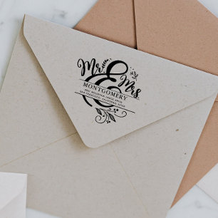 Mr. & Mrs.   Custom Wedding Return Address Rubber Stamp