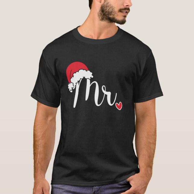 Mr Mrs Cute Santa Claus Xmas Christmas Pajamas Cou T-Shirt (Front)