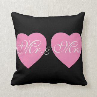 Mr. &amp; Mrs. Cute your color heart love throw pillow