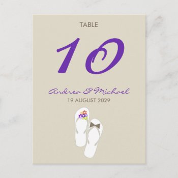 Mr & Mrs Daisies Flip Flops Wedding Table Number by fatfatin_box at Zazzle
