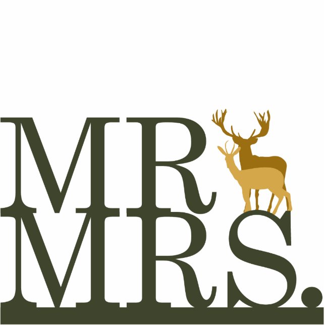 Mr & Mrs Deer Cake Topper Cutout (Front)