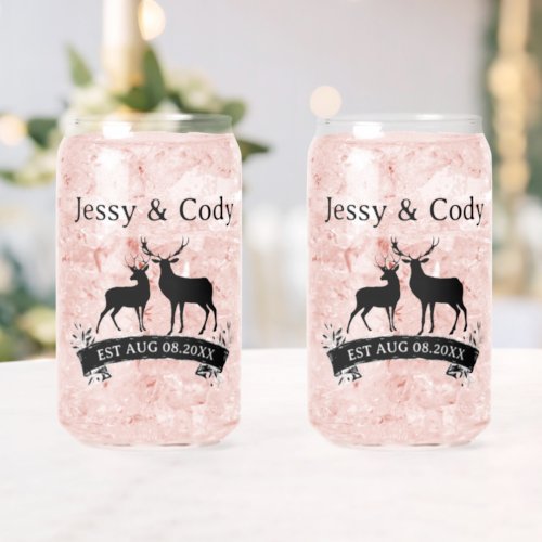 Mr Mrs Deer Wedding Anniversary Family Name Est Can Glass