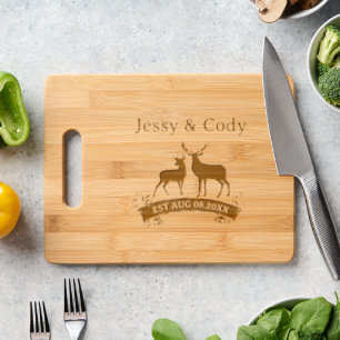 Mr Mrs Deer Wedding Anniversary Family Name Est Engraved Cutting Board