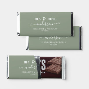 Mr. & Mrs. Desert Cactus Green Wedding Favor Hershey Bar Favors