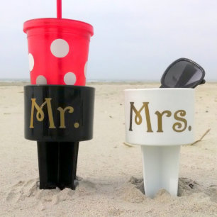 Mr. & Mrs. Destination Wedding Spiker Cup Holder