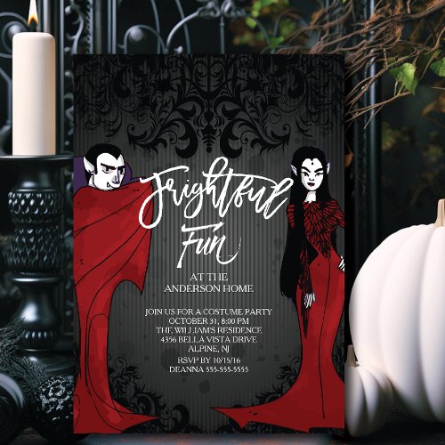 Mr  Mrs Dracula Costume Halloween Party Invitation