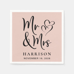Mr Mrs Dusty Blush Wedding Reception Napkins
