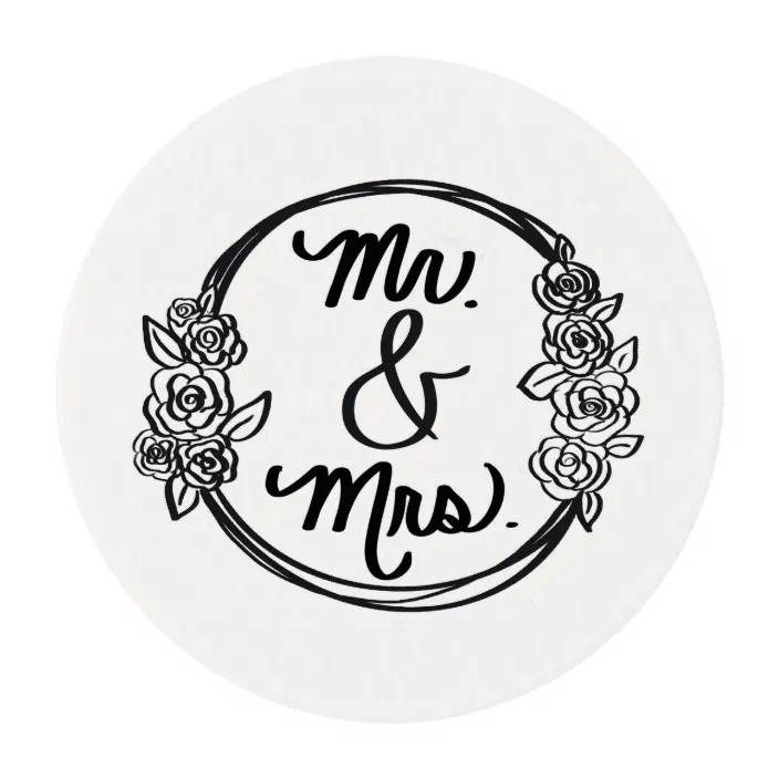 MR & MRS EDIBLE PREMIUM ICING MR and MRS CUPCAKE CAKE DECORATION IMAGES TOPPERS 