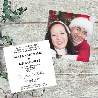 Mr & Mrs Elegant Black And White Square Wedding