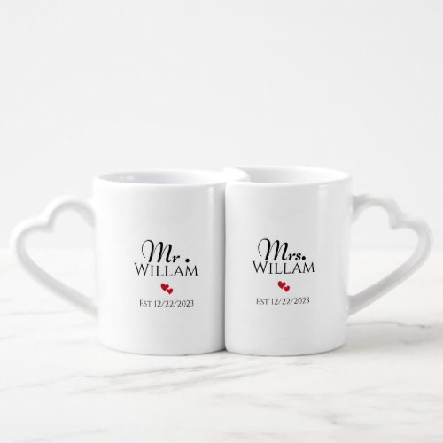 Mr  Mrs Elegant Custom Wedding Bride Groom Gift Coffee Mug Set