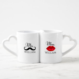 Mr. & Mrs. Elegant Custom Wedding Bride Groom Gift Coffee Mug Set