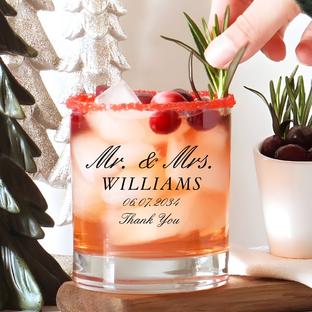Mr Mrs Elegant Custom Wedding Thank You Whiskey Glass (Mr Mrs Elegant Custom Wedding Thank You Whiskey Glass
)