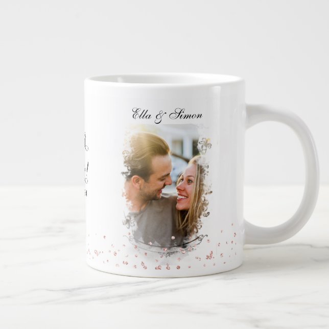 Mr & Mrs Elegant Engagement Giant Coffee Mug (Right)