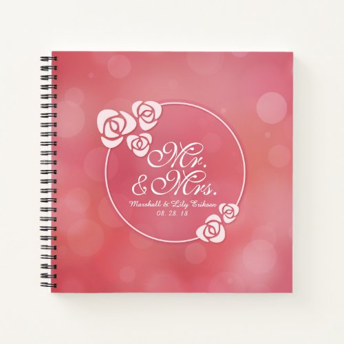 Mr  Mrs Elegant Floral Frame Wedding Guestbook Notebook