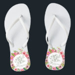 Mr. & Mrs. Elegant Floral Wedding Flip Flops<br><div class="desc">For further customization,  please click the "Customize" button and use our design tool to modify this template. If the options are available,  you may change text and image by simply clicking on "Edit/Remove Text or Image Here" and add your own. Designed by Freepik.</div>