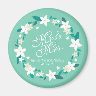 Mr. & Mrs. Elegant Floral Wedding   Magnet