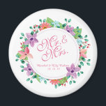 Mr. & Mrs. Elegant Floral Wedding | Magnet<br><div class="desc">For further customization,  please click the "Customize" button and use our design tool to modify this template. If the options are available,  you may change text and image by simply clicking on "Edit/Remove Text or Image Here" and add your own. Designed by Freepik.</div>