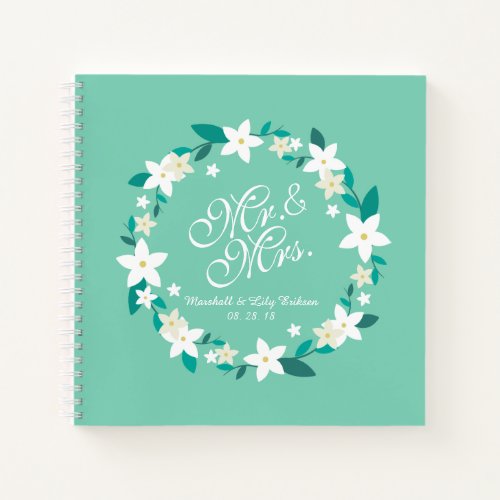 Mr  Mrs Elegant Floral Wedding  Notebook