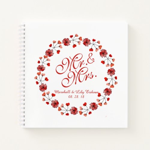 Mr  Mrs Elegant Floral Wedding  Notebook
