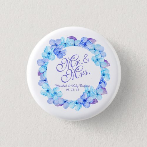 Mr  Mrs Elegant Floral Wedding  Pin Button