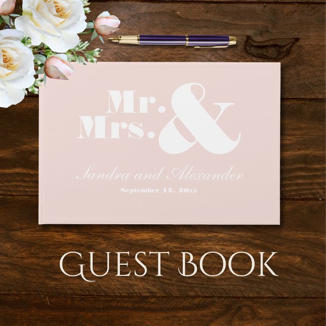 Mr Mrs Elegant Modern Minimal Blush Pink  Wedding Guest Book (Creator Uploaded)