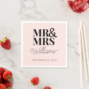 Mr Mrs Elegant Rehearsal Engagement Modern Wedding Napkins