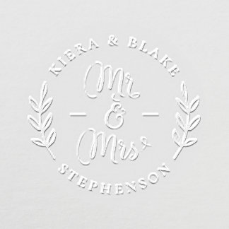 Mr & Mrs Elegant Script | Custom Wedding Date Embosser