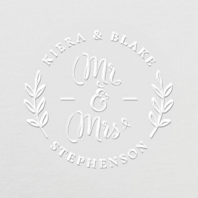 Mr & Mrs Elegant Script | Custom Wedding Date Embosser (Design)