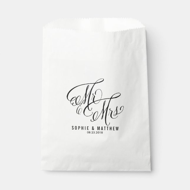Mr. & Mrs. Elegant Script | Wedding Favor Bags (Front)