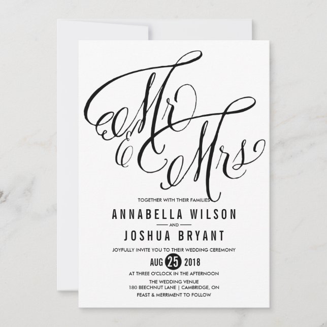 Mr. & Mrs. Elegant Script | Wedding Invitation (Front)