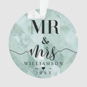 Mr & Mrs    Elegant Shimmering Mint Ornament Photo