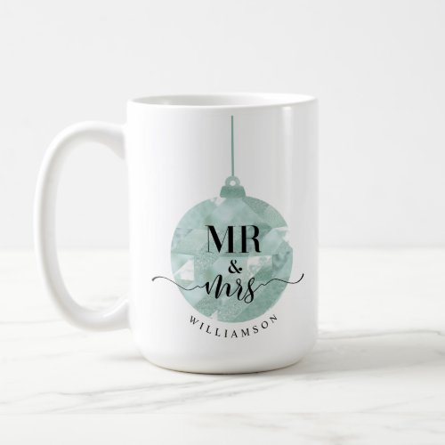 Mr  Mrs   Elegant Shimmering Teal Gold Newlyweds Coffee Mug