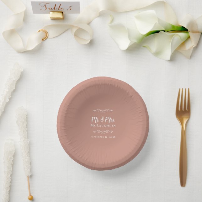 Mr & Mrs Elegant Weddings Bride & Groom Rose Gold  Paper Bowls (Wedding)