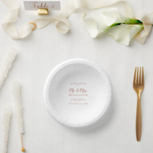 Mr Mrs Elegant Weddings Reception Party Rose Gold Paper Bowls