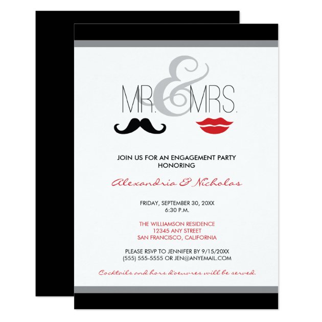 Mr. & Mrs. Engagement Party Invitation (black)