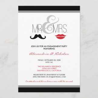 Mr. & Mrs. Engagement Party Invitation (black)
