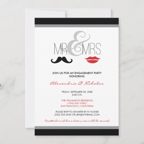 Mr. &amp; Mrs. Engagement Party Invitation (black)