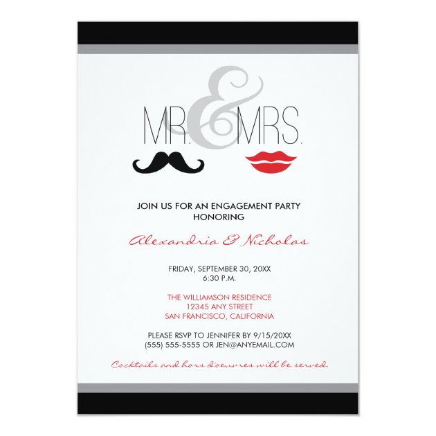Mr. & Mrs. Engagement Party Invitation (black)