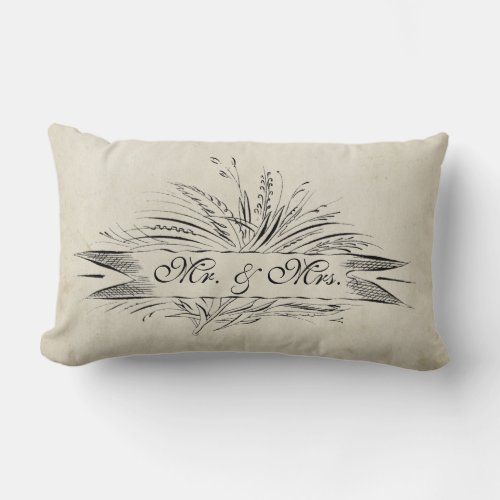 Mr  Mrs Established Antique Stained Inspired Lumbar Pillow