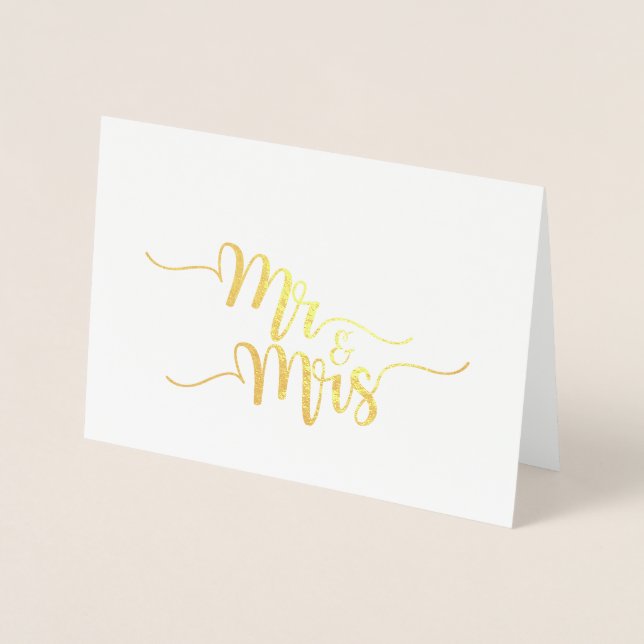 Mr. & Mrs. Etched Gold Foil Greeting Card (Front)