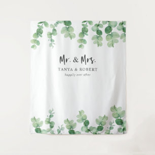 Mr & Mrs Eucalyptus Wedding Backdrop Bride Groom