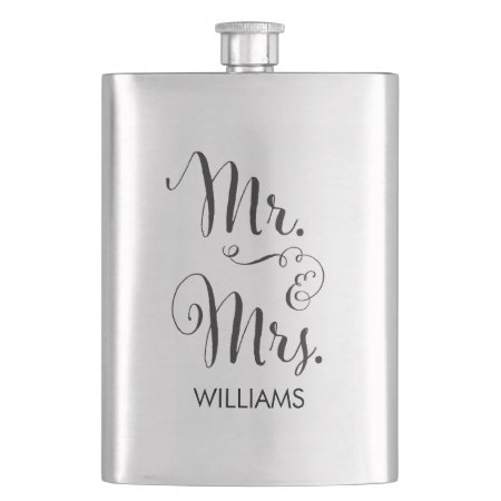Mr. & Mrs. Fancy Script Flask