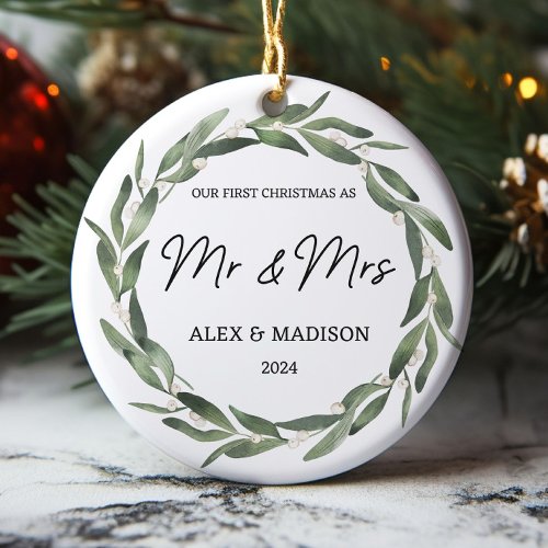 Mr  Mrs First Christmas Photo Ornament